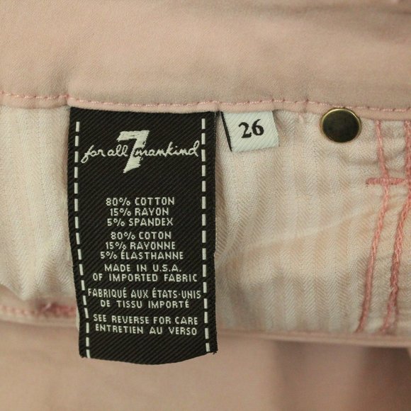 7 FOR ALL MANKIND Jeans Mid Rise Skinny Contour Womens 26 Blush Pink $178 EUC - Picture 11 of 12